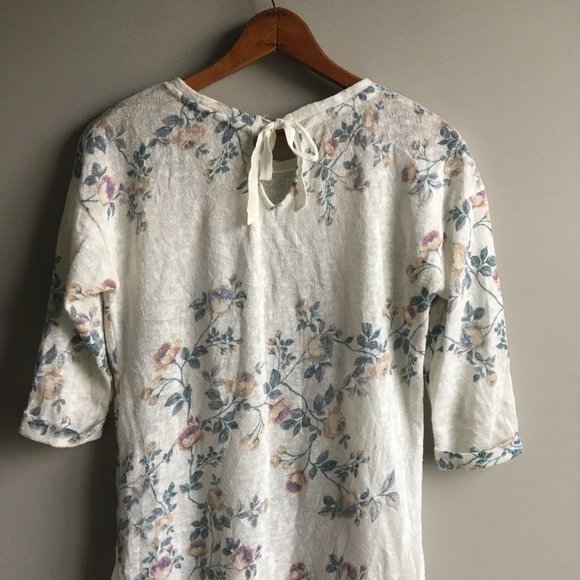 ⚪ LC Lauren Conrad Runway floral cream keyhole pullover blouse - Picture 8 of 16